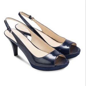 Nine West Karoo Navy slingback heels
